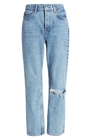 Topshop Chicago Crop Slim Straight Jeans (Bleach) | Nordstrom