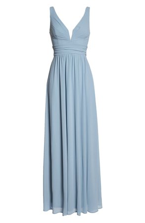 Lulus V-Neck Chiffon A-Line Gown | Nordstrom
