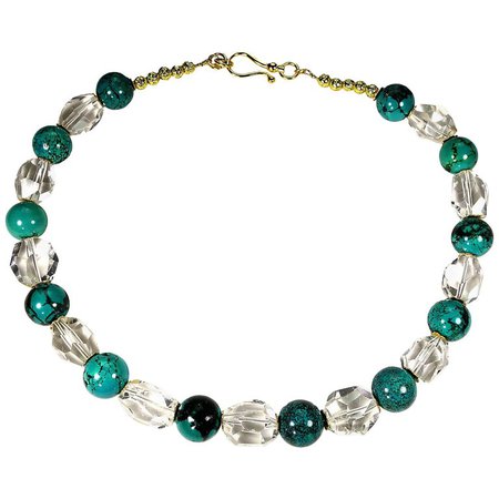 Stunning Turquoise and Faceted Quartz Crystal Necklace