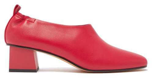Gray Matters - Micol Block Heel Leather Pumps - Womens - Red