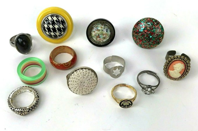 Ring Collection Lot 12 pcs vtg to modern gaudy statement boho costume jewelry | eBay