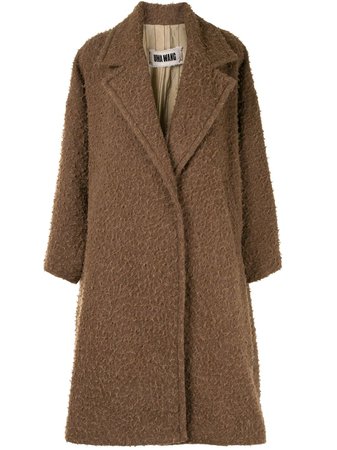 Uma Wang double-breasted shaggy coat brown UW8027UW260 - Farfetch