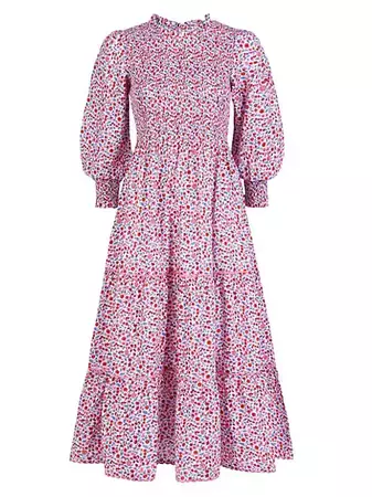 Shop Pink City Prints Scarlet Forest Isabel High Neck Dress | Saks Fifth Avenue