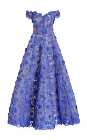 Off-The-Shoulder Guipure-Lace Maxi Dress By Oscar De La Renta | Moda Operandi