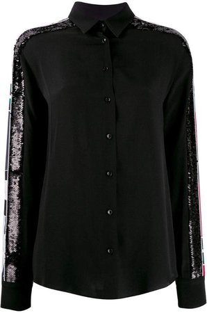 sequin panelled sleeve shirt