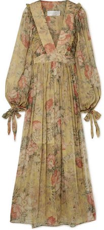 Melody Floral-print Silk-crepon Maxi Dress - Beige