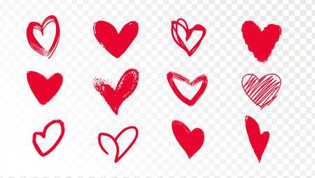 Collection Of Doodle Red Hearts On A Transparent Background... Royalty Free Cliparts, Vectors, And Stock Illustration. Image 77888779.