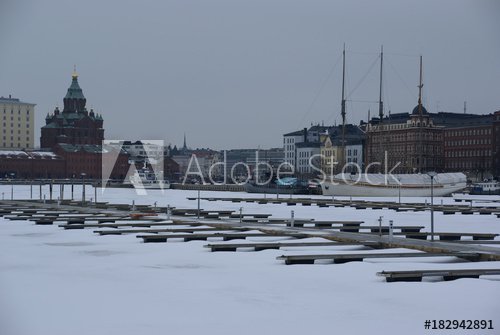 The North Harbor in the winter in Helsinki. Купить эту готовую фотографию и рассмотреть аналогичные изображения в Adobe Stock. | Adobe Stock