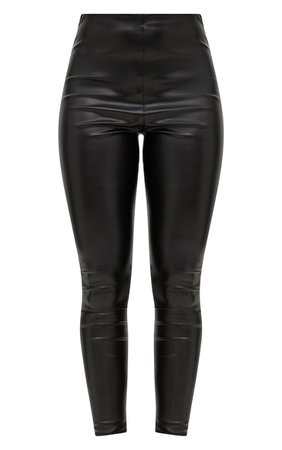 BLACK FAUX LEATHER HIGH WAISTED LEGGINGS