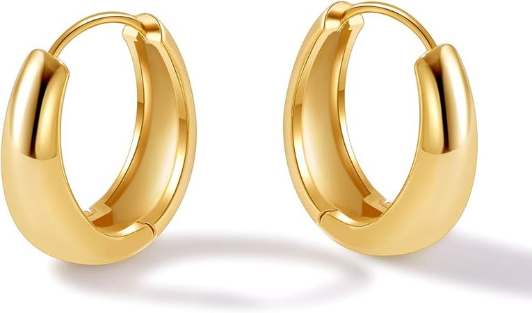 Amazon.com: micuco Chunky Gold Hoop Earrings for Women - 18K Real Gold Plated Lightweight Hollow Hypoallergenic Earrings for Women and Girls: Clothing, Shoes & Jewelry