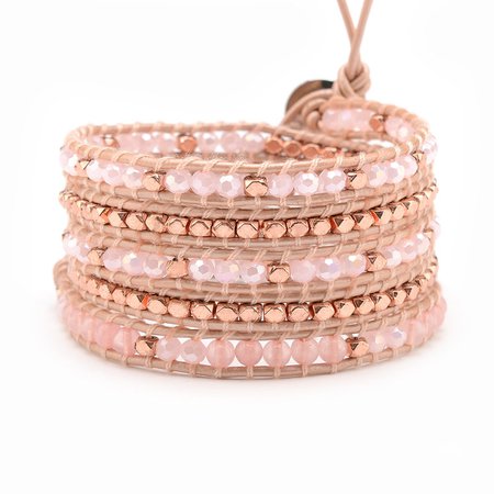 Pink Crystals with Rose Gold Accent on Blush - Victoria Emerson