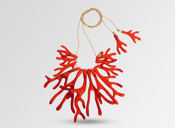Classic Resin Coral Fan Choker - Blood Orange - Dinosaur Designs US