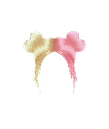 Vanilla Strawberry Hair | Blonde Pink Split Dye Space Buns (Dei5 edit)