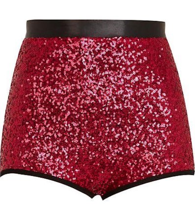 red sequin shorts