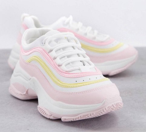 pink and yellow trainers ASOS