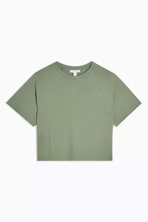 Khaki Raglan Crop T-Shirt | Topshop