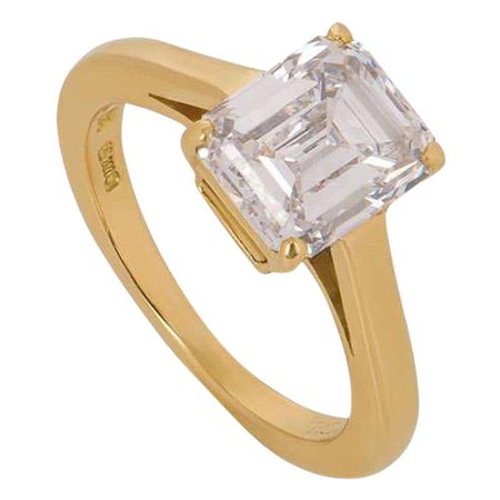Cartier Emerald Cut Diamond Solitaire Engagement Ring 1.84 Carat E/VS1 at 1stDibs