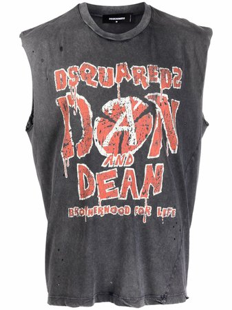 Shop Dsquared2 graphic-print tank top with Express Delivery - FARFETCH