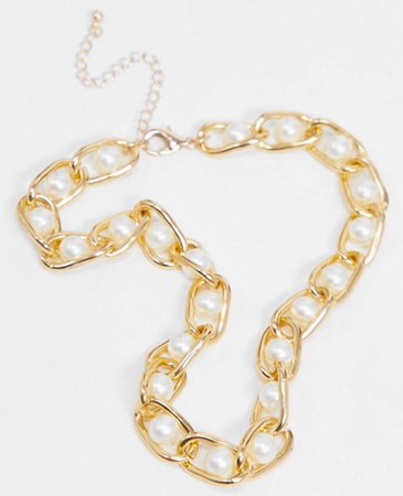 gold pearl necklace chain