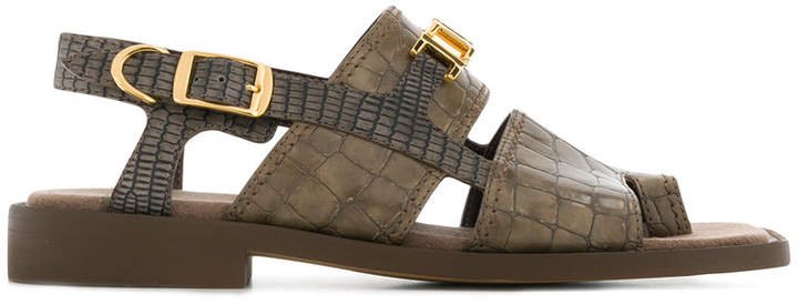 croco-embossed sandals