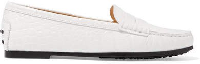 Gommino Croc-effect Leather Loafers - White