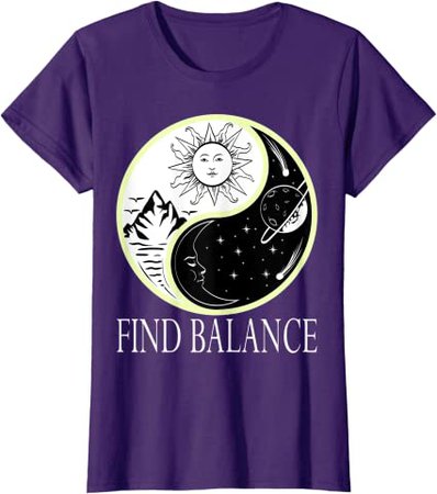 Amazon.com: Find Balance Yin Yang T-Shirt Positive Vibes Yoga Motivation T-Shirt: Clothing