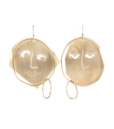Moon Face gold-plated earrings