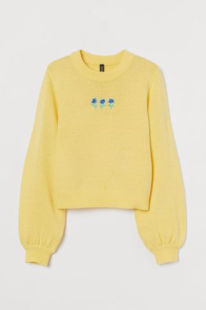 Embroidered embroidery Sweater - Yellow - Ladies | H&M US
