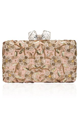Mint Green Floral beads and Zardozi work box Clutch available only at IBFW