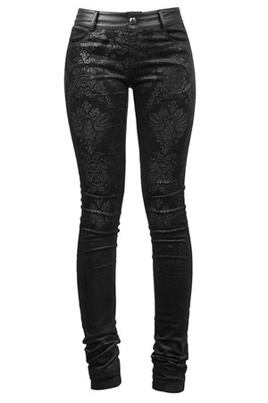 Black Damask Trousers by Punk Rave | Ladies Gothic Clothing
