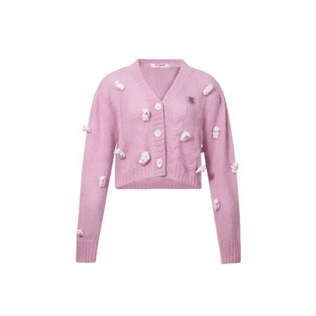 13 De Marzo Mini Teedy Bears Mohair Cardigan Pink | Mores Studio