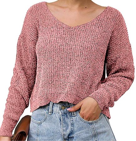 pink cropped knit sweater