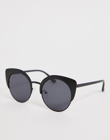 ASOS DESIGN metal kitten sunglasses in matt black | ASOS
