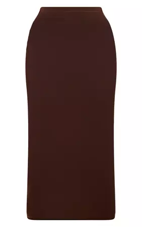 Shape Chocolate Brown Slinky Midaxi Skirt | PrettyLittleThing USA