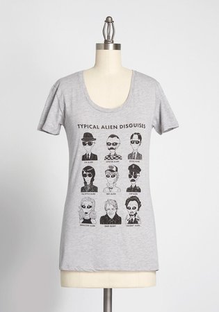 Typical Alien Disguises Graphic Tee Light Grey | ModCloth