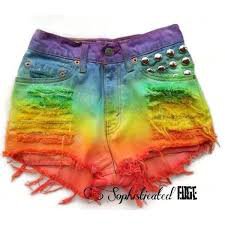 denim rainbow shorts - Google Search