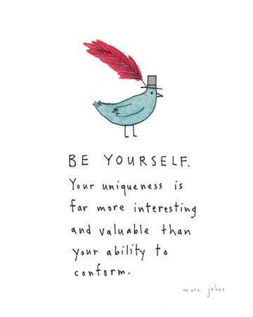 Be yourself (bird) - print — Marc Johns
