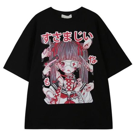 Menhera Goth Anime Oversized T-Shirt Top Kei Harajuku | Kawaii Babe