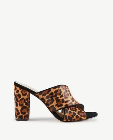 Jeanette Leopard Print Haircalf Heeled Sandals