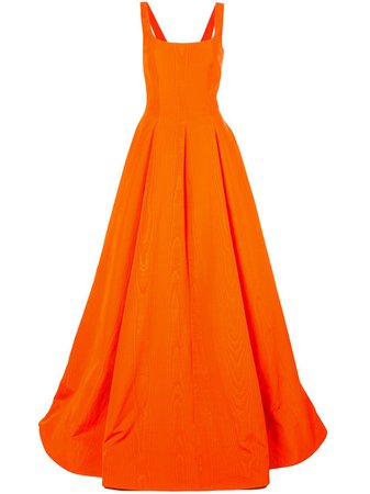Oscar De La Renta Pleated Details Flared Gown Ss20 | Farfetch.com