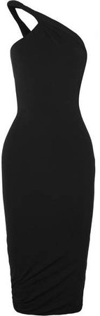 One-shoulder Stretch-jersey Midi Dress - Black