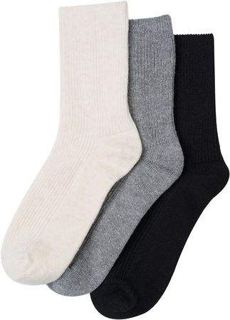 Amazon.com: MELUSA 3 Pairs Wool Cashmere Socks for Women, Super Soft Warm Cozy Winter Gift Crew Socks (as1, numeric, numeric_5, numeric_9, regular, regular, Ivory/Taupe/Grey) : Clothing, Shoes & Jewelry