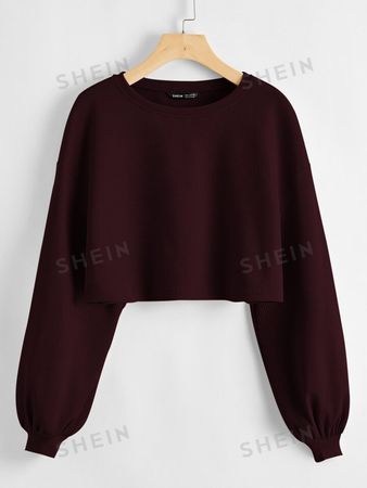 SHEIN EZwear Drop Shoulder Crop Top | SHEIN