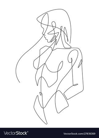 Beautiful woman one continuous line female art Vector Image