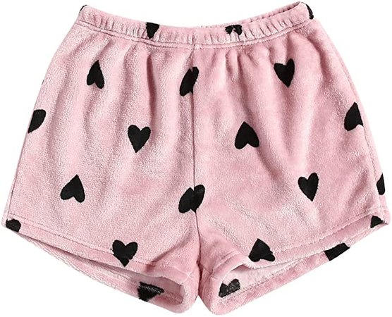 SweatyRocks Women's Casual Fuzzy Pajama Shorts Fluffy Lounge Short Pants at Amazon Women’s Clothing store