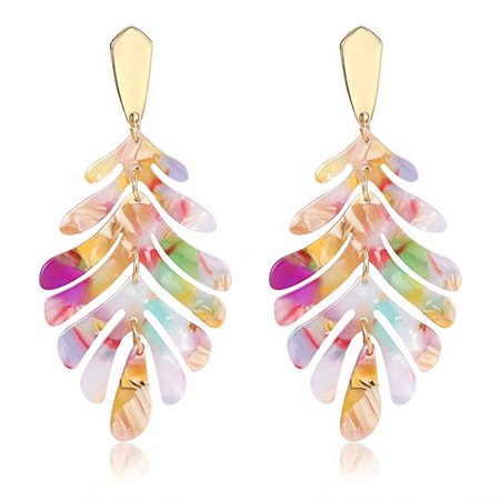 Amazon.com: YINL Acrylic Pendant Necklace - Statement Leaf Necklace Long Chain Fashion Resin Floral Leaf Charm Statement Necklaces Jewelry for Women Girls: Jewelry