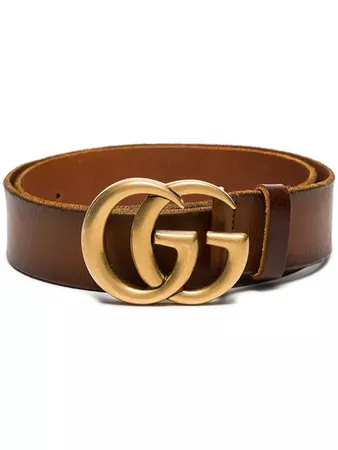 Gucci Brown Leather GG Logo Belt - Farfetch