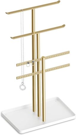 Amazon.com: pickpiff Jewelry Stand Holder Organizer: 14.5" Sturdy Jewelry Hanger for Necklace, Earring, Bracelet, Gold and White : pickpiff: Clothing, Shoes & Jewelry
