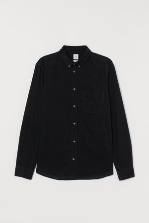 Corduroy shirt Regular Fit - Black - Men | H&M GB