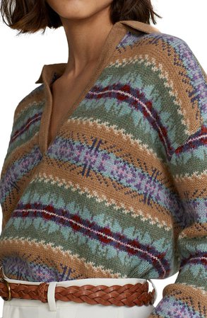 Polo Ralph Lauren Fair Isle Wool Blend Polo Pullover | Nordstrom